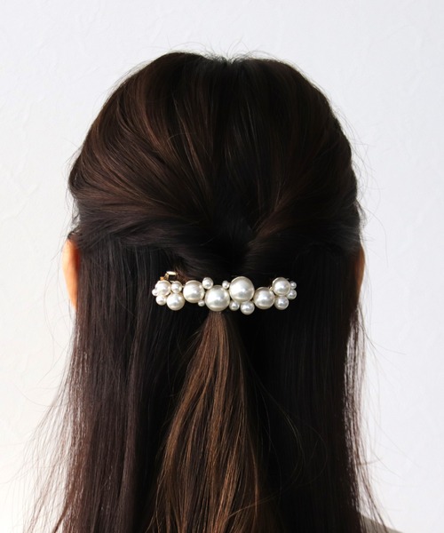 Three Four Time(スリーフォータイム)の「ランダムパールバレッタ【結婚式/パーティ/フォーマル/デイリー】(バレッタ/ヘアクリップ・レディース・ゴールド・FREE)」の5枚目の写真