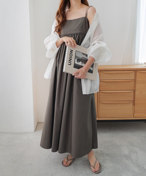 ⭐︎美品☆AMOMENT ワンピース セール】タイプライターギャザーキャミワンピース（ワンピース