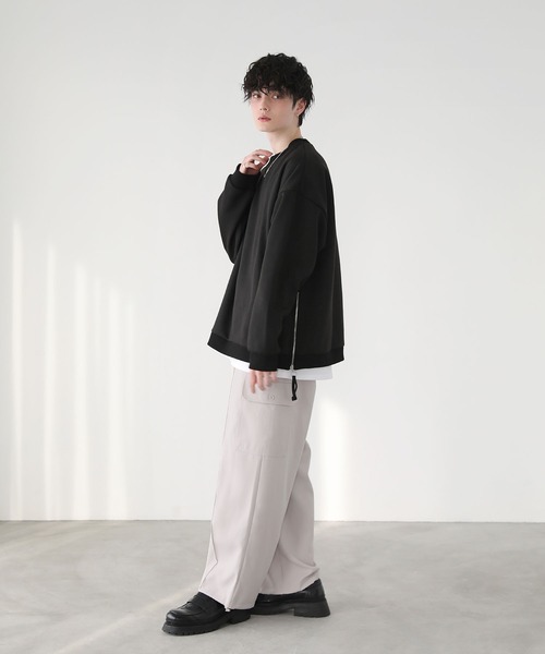 ETELIO(エテリオ)の「サイドジップヘビーウェイトクルーネックスウェット(スウェット・メンズ・ブラック/グレー・L/M/S)」の3枚目の写真