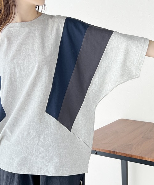 Java（ジャバ）の「《JaVaジャバ コラボ》理想のゆったり感。綿100％マルチカラー配色切替Tシャツ（Tシャツ/カットソー・レディース・オートミール/チャコールグレー・LARGE/MEDIUM/SMALL/X-LARGE）」の9枚目の写真