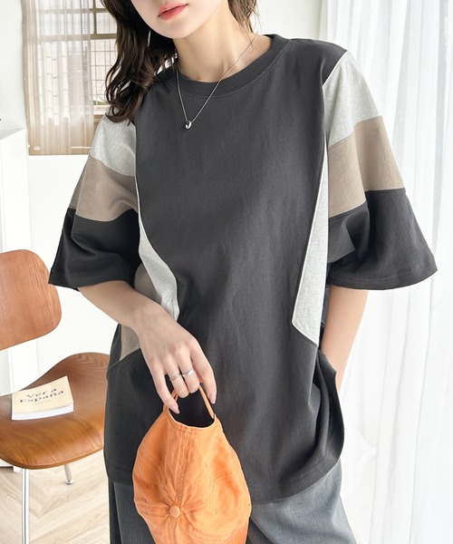 Java（ジャバ）の「《JaVaジャバ コラボ》理想のゆったり感。綿100％マルチカラー配色切替Tシャツ（Tシャツ/カットソー・レディース・オートミール/チャコールグレー・LARGE/MEDIUM/SMALL/X-LARGE）」の12枚目の写真