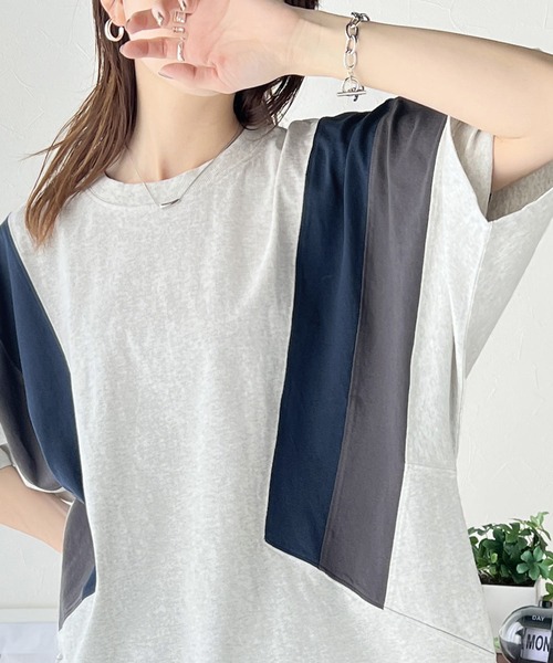 Java（ジャバ）の「《JaVaジャバ コラボ》理想のゆったり感。綿100％マルチカラー配色切替Tシャツ（Tシャツ/カットソー・レディース・オートミール/チャコールグレー・LARGE/MEDIUM/SMALL/X-LARGE）」の11枚目の写真