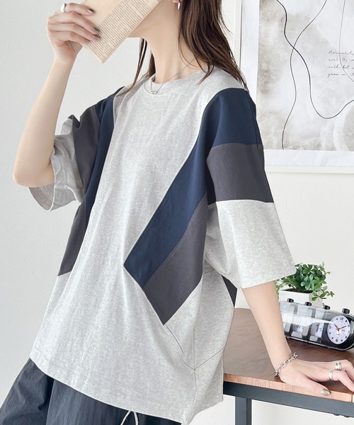 Java（ジャバ）の「《JaVaジャバ コラボ》理想のゆったり感。綿100％マルチカラー配色切替Tシャツ（Tシャツ/カットソー・レディース・オートミール/チャコールグレー・LARGE/MEDIUM/SMALL/X-LARGE）」の14枚目の写真