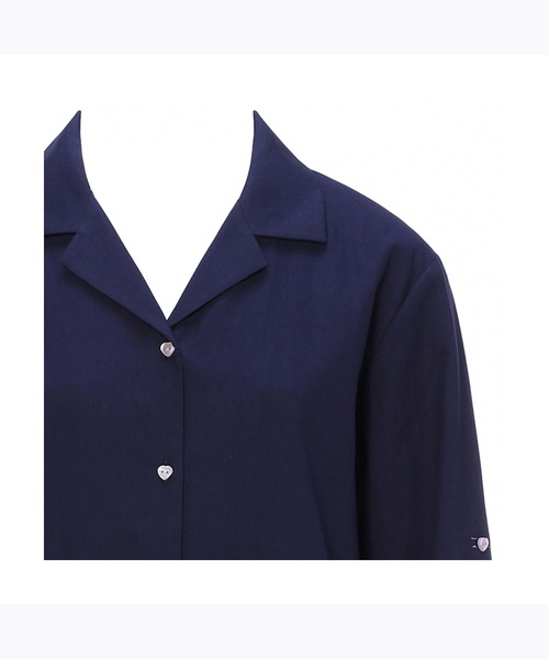 AMOSTYLE BY Triumph（アモスタイルバイトリンプ）の「【やわらかい肌触りの100%コットン素材を使用したパジャマセット】コットンフランネルシャツパジャマ AMSTNW05 Top + BTM60-X JX（ルームウェア/パジャマ・レディース・ブルー/ネイビー・L/M）」の5枚目の写真