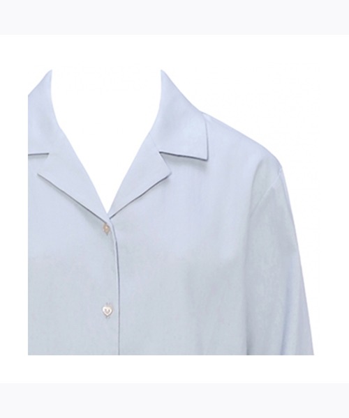 AMOSTYLE BY Triumph（アモスタイルバイトリンプ）の「【やわらかい肌触りの100%コットン素材を使用したパジャマセット】コットンフランネルシャツパジャマ AMSTNW05 Top + BTM60-X JX（ルームウェア/パジャマ・レディース・ブルー/ネイビー・L/M）」の6枚目の写真