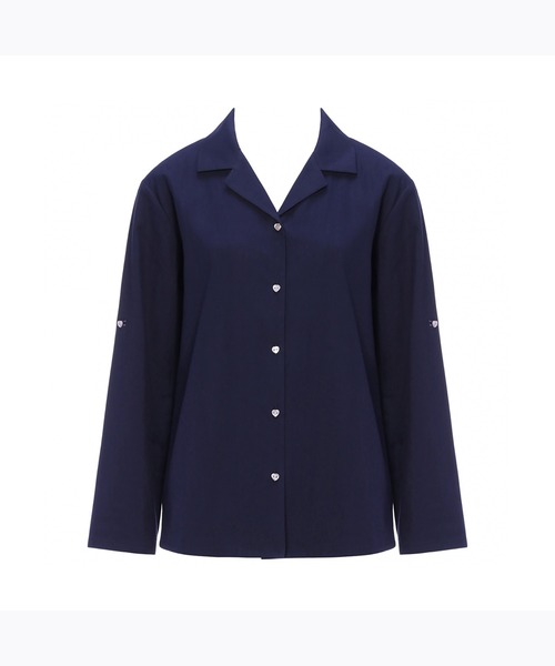 AMOSTYLE BY Triumph（アモスタイルバイトリンプ）の「【やわらかい肌触りの100%コットン素材を使用したパジャマセット】コットンフランネルシャツパジャマ AMSTNW05 Top + BTM60-X JX（ルームウェア/パジャマ・レディース・ブルー/ネイビー・L/M）」の8枚目の写真