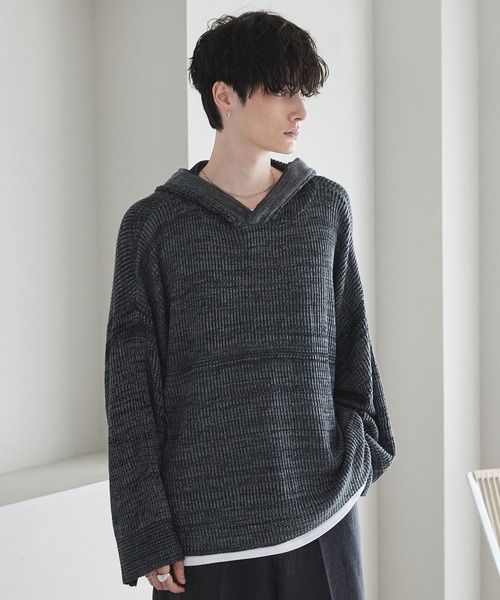 CTHY（シティ）の「メランジニットプルパーカー（ニット/セーター・メンズ・ブラック/グレー・XL/S/M/L）」の21枚目の写真