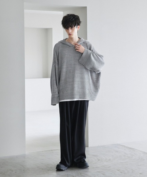 CTHY（シティ）の「メランジニットプルパーカー（ニット/セーター・メンズ・ブラック/グレー・XL/S/M/L）」の7枚目の写真