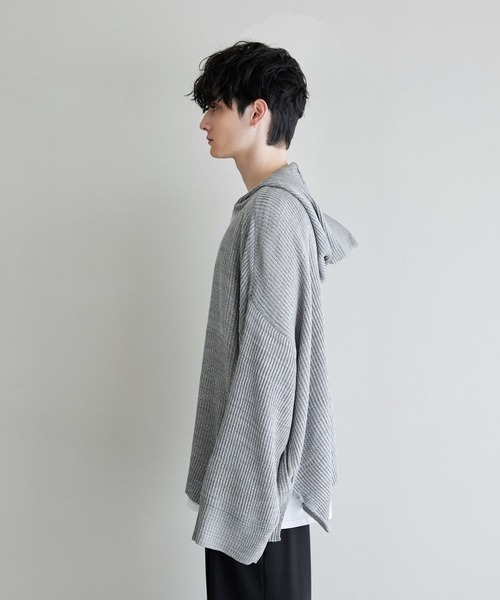 CTHY（シティ）の「メランジニットプルパーカー（ニット/セーター・メンズ・ブラック/グレー・XL/S/M/L）」の13枚目の写真