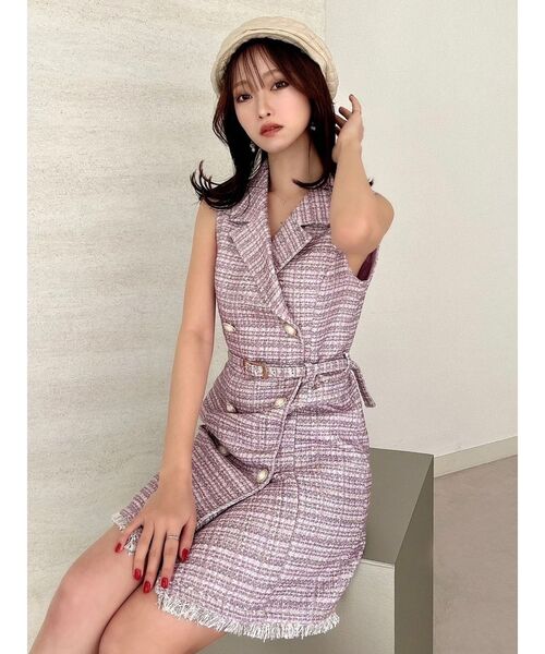 RESEXXY（リゼクシー）の「ダブルボタンツイードミニワンピース【セットアップ着用可能】（ワンピース・レディース・ブラック/ピンク/ブルー・FREE）」の15枚目の写真