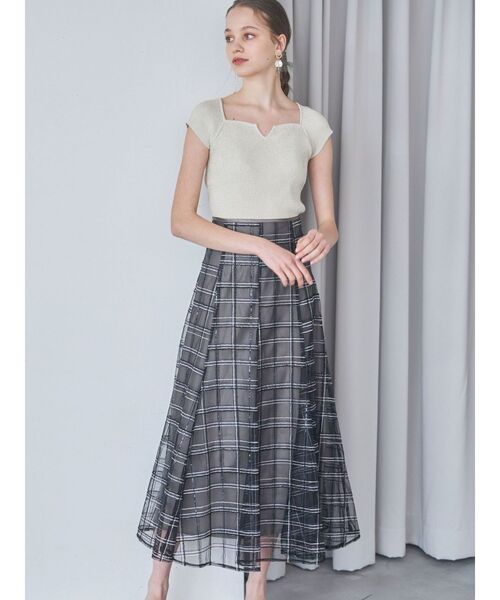 MERCURYDUO（マーキュリーデュオ）の「スパンコールレーススカート（スカート・レディース・ラベンダー/ブラック/アイボリー/オフホワイト・MEDIUM/SMALL）」の6枚目の写真