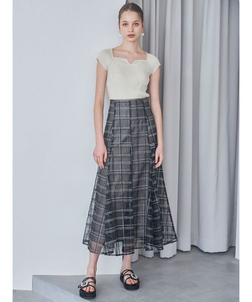 MERCURYDUO（マーキュリーデュオ）の「スパンコールレーススカート（スカート・レディース・ラベンダー/ブラック/アイボリー/オフホワイト・MEDIUM/SMALL）」の7枚目の写真