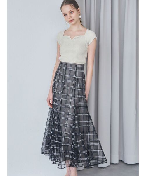 MERCURYDUO（マーキュリーデュオ）の「スパンコールレーススカート（スカート・レディース・ラベンダー/ブラック/アイボリー/オフホワイト・MEDIUM/SMALL）」の9枚目の写真