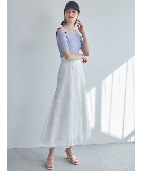 MERCURYDUO（マーキュリーデュオ）の「スパンコールレーススカート（スカート・レディース・ラベンダー/ブラック/アイボリー/オフホワイト・MEDIUM/SMALL）」の10枚目の写真