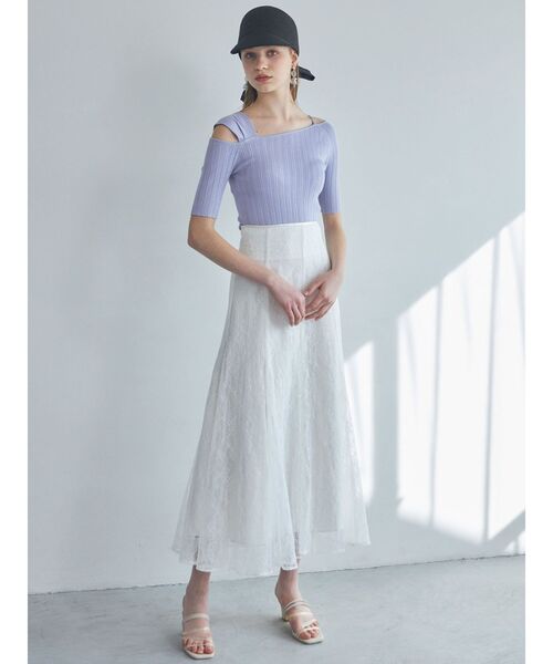 MERCURYDUO（マーキュリーデュオ）の「スパンコールレーススカート（スカート・レディース・ラベンダー/ブラック/アイボリー/オフホワイト・MEDIUM/SMALL）」の11枚目の写真