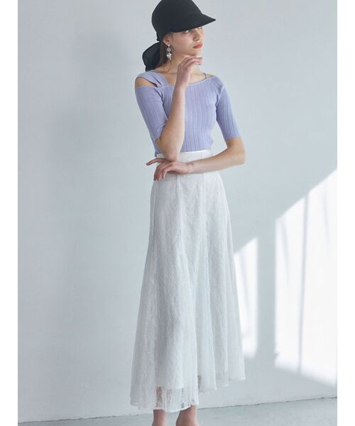 MERCURYDUO（マーキュリーデュオ）の「スパンコールレーススカート（スカート・レディース・ラベンダー/ブラック/アイボリー/オフホワイト・MEDIUM/SMALL）」の13枚目の写真