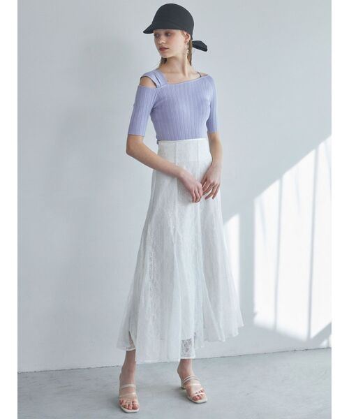 MERCURYDUO（マーキュリーデュオ）の「スパンコールレーススカート（スカート・レディース・ラベンダー/ブラック/アイボリー/オフホワイト・MEDIUM/SMALL）」の14枚目の写真