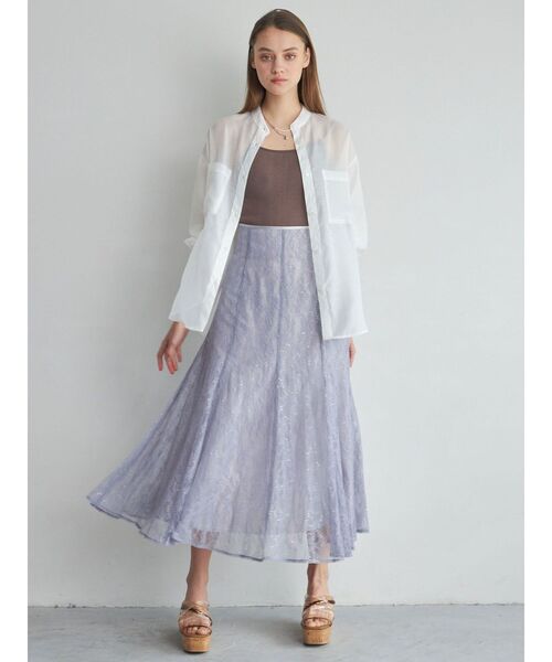 MERCURYDUO（マーキュリーデュオ）の「スパンコールレーススカート（スカート・レディース・ラベンダー/ブラック/アイボリー/オフホワイト・MEDIUM/SMALL）」の21枚目の写真