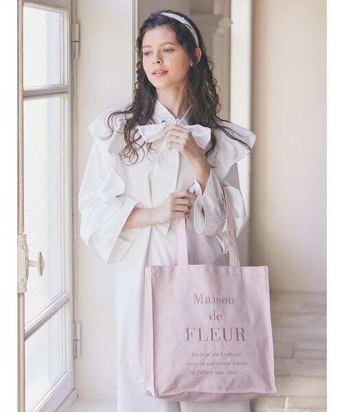 Maison de FLEUR（メゾンドフルール）の「ブランドロゴ刺繍スクエアトートバッグ（トートバッグ・レディース・ブラック/アイボリー/ピンク・FREE）」の19枚目の写真