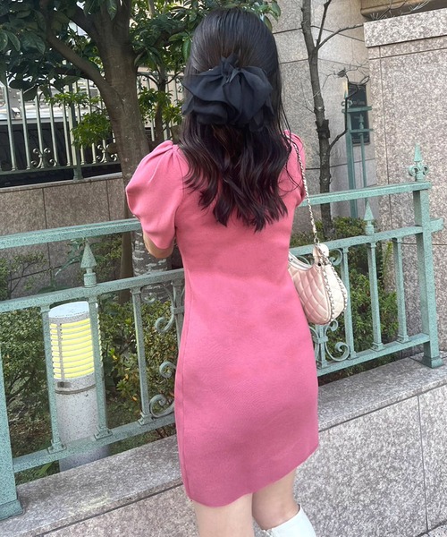 ROYAL PARTY（ロイヤルパーティー）の「ウォッシャブルプチハイネック半袖ニットミニワンピース（ワンピース・レディース・ピンク/レッド系その他/ブラック/マルチ/グレー・FREE）」の18枚目の写真