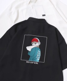 Red Cap Girl/レッドキャップガール オーバーサイズ バックプリント刺繍 半袖シャツ/接触冷感/イージーケア/ストレッチ/レディース メンズ