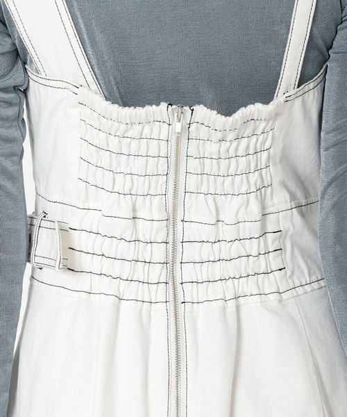 REDYAZEL（レディアゼル）の「ステッチカラーワンピース（ジャンパースカート・レディース・ライトグレー/ブラック/オフホワイト・FREE）」の22枚目の写真