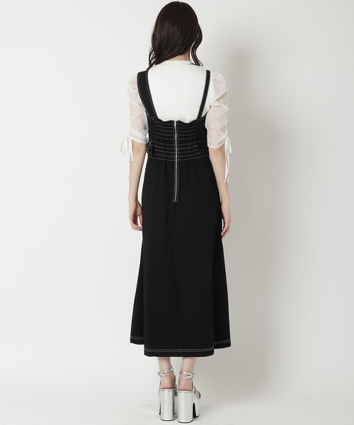 REDYAZEL（レディアゼル）の「ステッチカラーワンピース（ジャンパースカート・レディース・ライトグレー/ブラック/オフホワイト・FREE）」の15枚目の写真