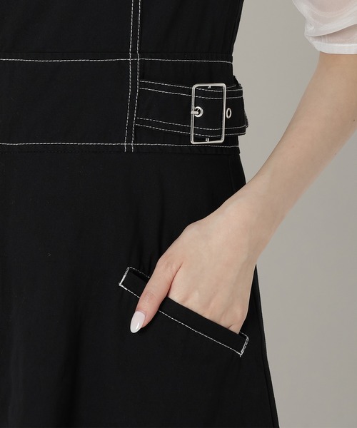 REDYAZEL（レディアゼル）の「ステッチカラーワンピース（ジャンパースカート・レディース・ライトグレー/ブラック/オフホワイト・FREE）」の17枚目の写真