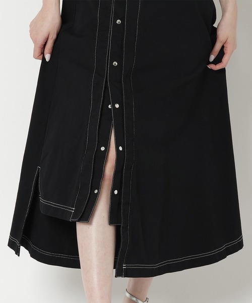 REDYAZEL（レディアゼル）の「ステッチカラーワンピース（ジャンパースカート・レディース・ライトグレー/ブラック/オフホワイト・FREE）」の18枚目の写真