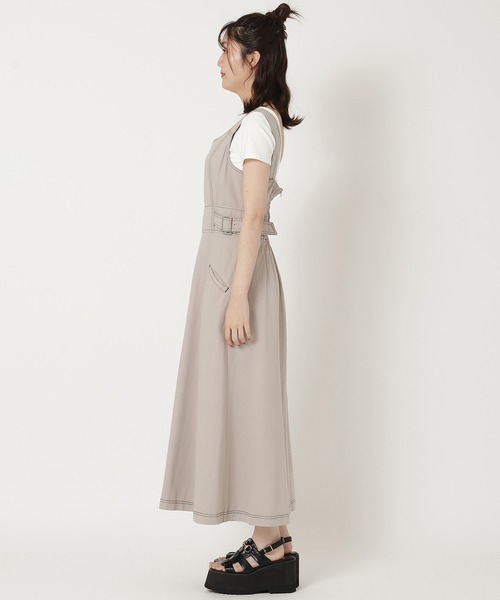REDYAZEL（レディアゼル）の「ステッチカラーワンピース（ジャンパースカート・レディース・ライトグレー/ブラック/オフホワイト・FREE）」の10枚目の写真