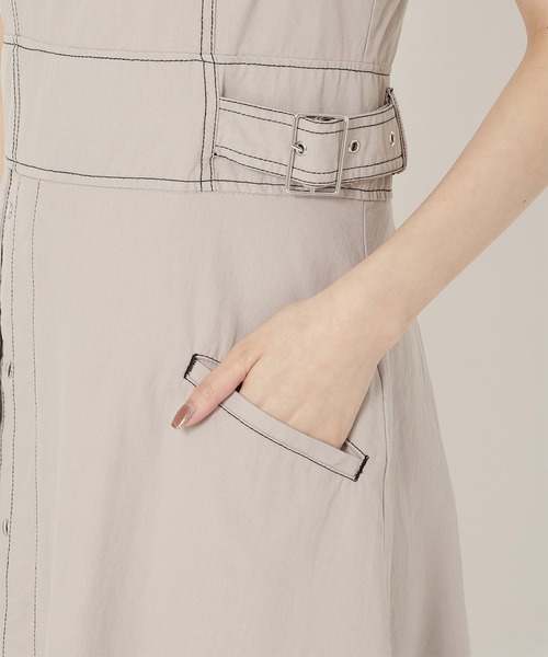 REDYAZEL（レディアゼル）の「ステッチカラーワンピース（ジャンパースカート・レディース・ライトグレー/ブラック/オフホワイト・FREE）」の13枚目の写真