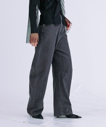 Ezick | Mode silhouetteカーブデニムパンツ(デニムパンツ)