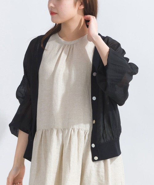 PICCIN(ピッチン)の「シースルーシャーリングカーディガン(カーディガン/ボレロ・レディース・ライトグレー/ブラック/オフホワイト・M)」の17枚目の写真