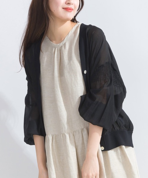 PICCIN(ピッチン)の「シースルーシャーリングカーディガン(カーディガン/ボレロ・レディース・ライトグレー/ブラック/オフホワイト・M)」の8枚目の写真