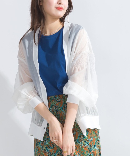 PICCIN(ピッチン)の「シースルーシャーリングカーディガン(カーディガン/ボレロ・レディース・ライトグレー/ブラック/オフホワイト・M)」の18枚目の写真