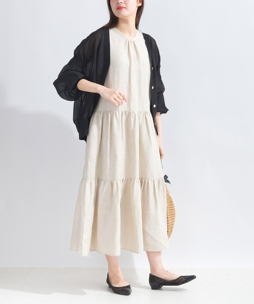 PICCIN(ピッチン)の「シースルーシャーリングカーディガン(カーディガン/ボレロ・レディース・ライトグレー/ブラック/オフホワイト・M)」の10枚目の写真
