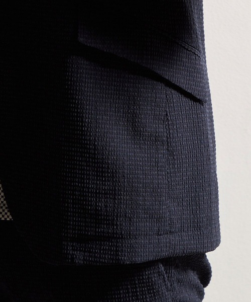 HIDEAWAYS NICOLE（ハイダウェイニコル）の「３Ｄメッシュサッカージャケット（テーラードジャケット・メンズ・ブラック/ネイビー/ライトグレー/チェック・X-LARGE/LARGE/MEDIUM）」の20枚目の写真