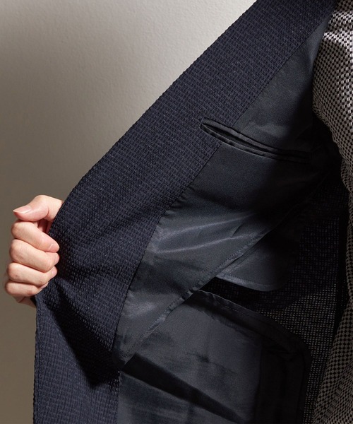 HIDEAWAYS NICOLE（ハイダウェイニコル）の「３Ｄメッシュサッカージャケット（テーラードジャケット・メンズ・ブラック/ネイビー/ライトグレー/チェック・X-LARGE/LARGE/MEDIUM）」の21枚目の写真