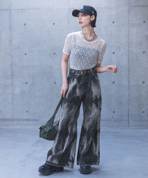 PAGEBOY（ページボーイ）の「カットレースシアートップス（Tシャツ/カットソー・レディース・チャコールグレー/ブラック/オフホワイト/ブルー・FREE）」の7枚目の写真