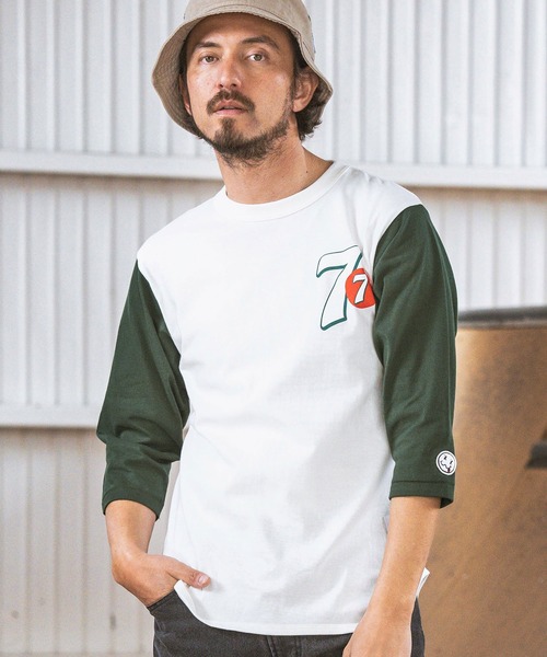 seventy seven（セブンティセブン）の「mlt4668- middle onz  3-4 sleeve bicolor t-shirts (77up) カットソー（Tシャツ/カットソー・メンズ・ホワイト系その他/ホワイト×ブルー/ホワイト×グリーン・S/M/L/XL）」の9枚目の写真