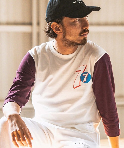 seventy seven（セブンティセブン）の「mlt4668- middle onz  3-4 sleeve bicolor t-shirts (77up) カットソー（Tシャツ/カットソー・メンズ・ホワイト系その他/ホワイト×ブルー/ホワイト×グリーン・S/M/L/XL）」の12枚目の写真