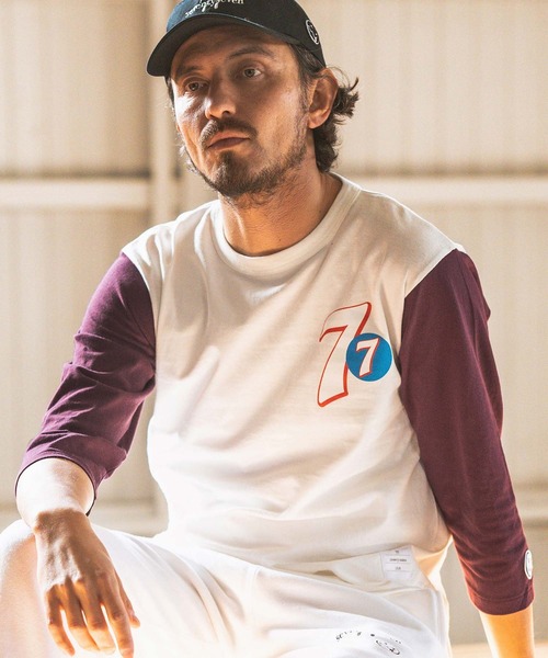 seventy seven（セブンティセブン）の「mlt4668- middle onz  3-4 sleeve bicolor t-shirts (77up) カットソー（Tシャツ/カットソー・メンズ・ホワイト系その他/ホワイト×ブルー/ホワイト×グリーン・S/M/L/XL）」の13枚目の写真