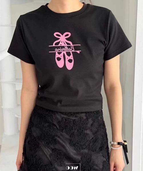 leune(ルネ)の「バレリーナTシャツ(Tシャツ/カットソー・レディース・ブラック/グレー・FREE)」の2枚目の写真