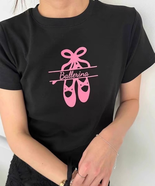 leune(ルネ)の「バレリーナTシャツ(Tシャツ/カットソー・レディース・ブラック/グレー・FREE)」の5枚目の写真