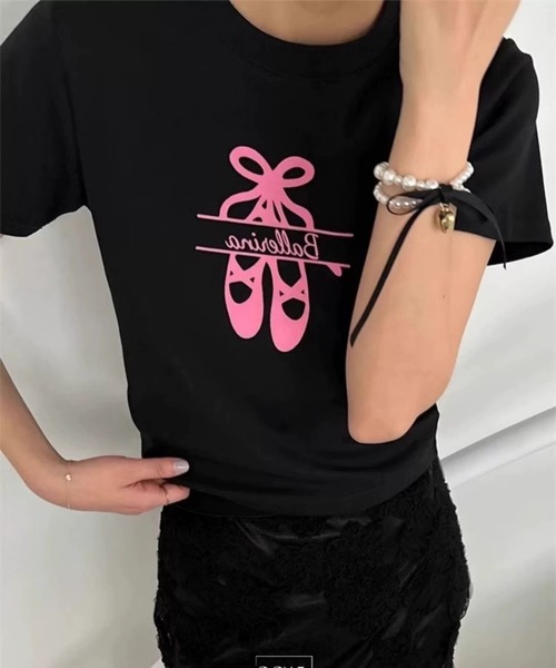 leune(ルネ)の「バレリーナTシャツ(Tシャツ/カットソー・レディース・ブラック/グレー・FREE)」の7枚目の写真