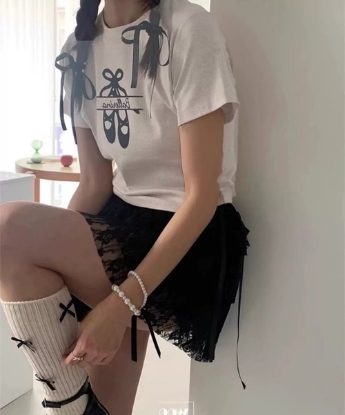 leune(ルネ)の「バレリーナTシャツ(Tシャツ/カットソー・レディース・ブラック/グレー・FREE)」の9枚目の写真