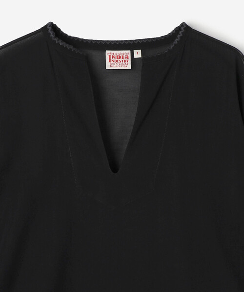 Bshop(ビショップ)の「INDIA INDUSTRY | コットン 刺繍シャツワンピース WOMEN(ワンピース・レディース・ブラック/グリーン系その他・1)」の5枚目の写真