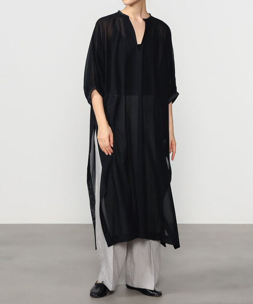 Bshop(ビショップ)の「INDIA INDUSTRY | コットン 刺繍シャツワンピース WOMEN(ワンピース・レディース・ブラック/グリーン系その他・1)」の8枚目の写真