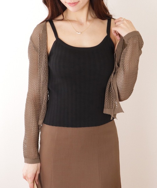 Lace Ladies(レースレディース)の「ラウンドネック テレコ ニット キャミソール トップス(キャミソール・レディース・ブラック/ホワイト/アイボリー/ブルー/グリーン・FREE)」の6枚目の写真