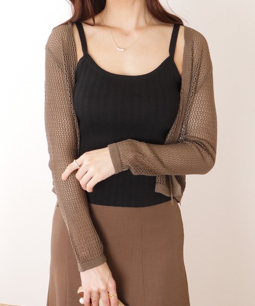 Lace Ladies(レースレディース)の「ラウンドネック テレコ ニット キャミソール トップス(キャミソール・レディース・ブラック/ホワイト/アイボリー/ブルー/グリーン・FREE)」の10枚目の写真